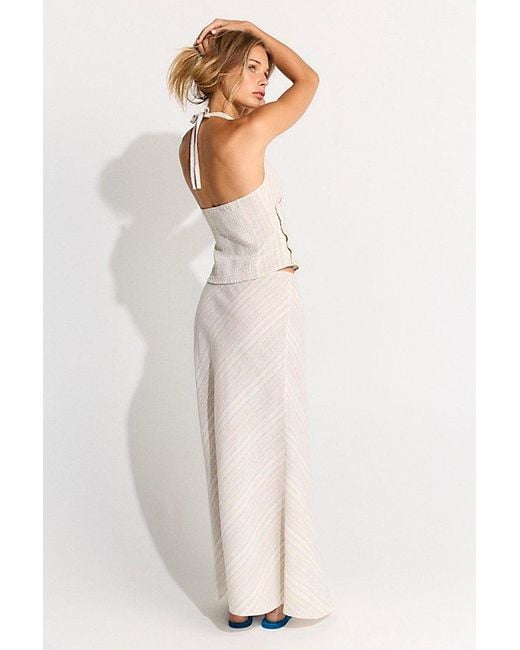 free-est White Palma Cotton-Linen Skirt Set By