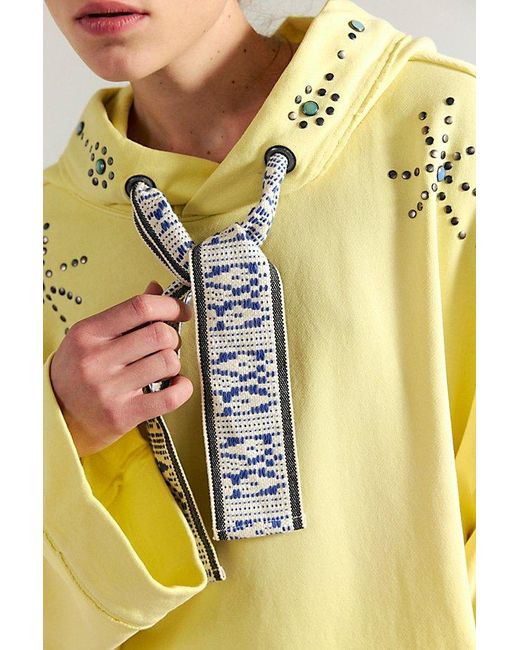 Free People Yellow Bejeweled Pullover