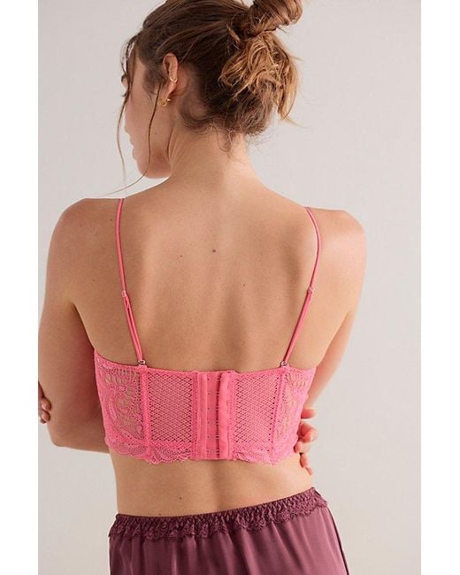 Intimately By Free People Red Moonlit Meadow Lace Strapless Corset Bralette By