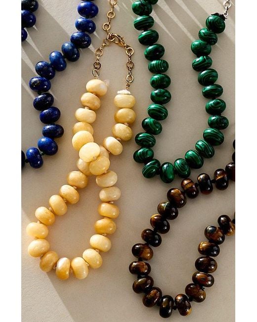 Free People Brown Sabina Semiprecious Beaded Stone Choker Necklace