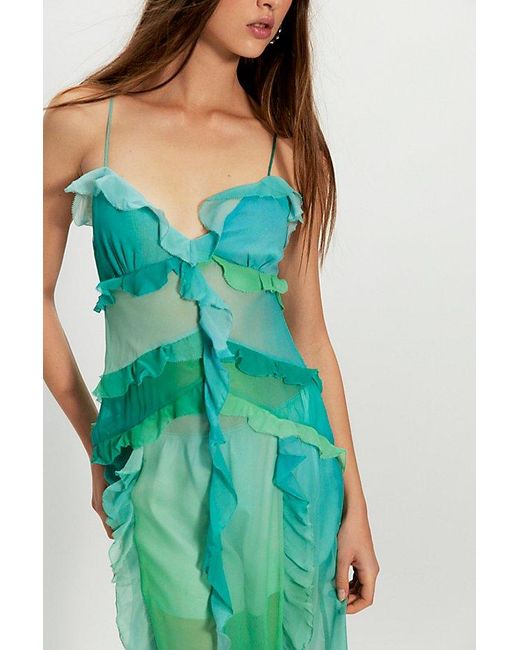 Hansen & Gretel Laila Silk Maxi Dress in Green | Lyst