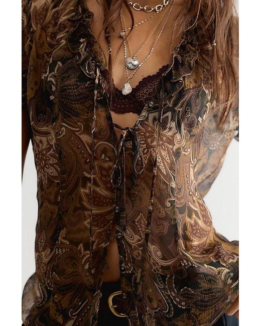 Spell Black Damask Short Sleeve Blouse