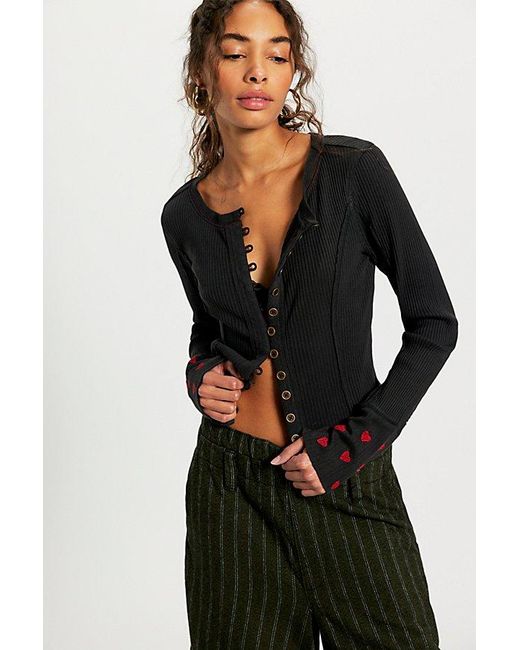 Free People Black Daria Cuff Cardi