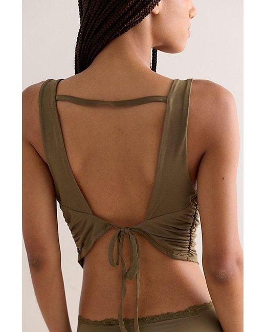Free People Green We'Re Going Out Cowl-Neck Cami