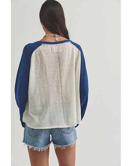 Free People Blue Go Team Fine Gauge Sweater