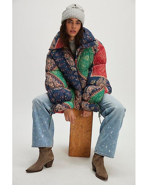 Free People Multicolor Printed Cotton Candy Puffer Jacket