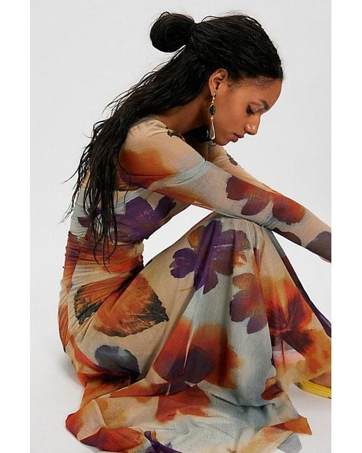 Free People Brown Sunnei Mesh Maxi Dress