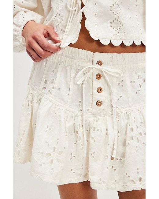 Free People Natural Roselle Eyelet Mini Skirt