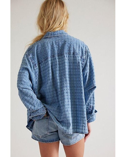 Free People Blue Sabine Dobby Button Down