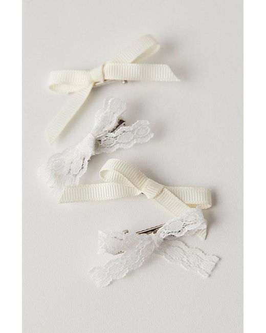 Free People White Camryn Lace Bow Set Of 4