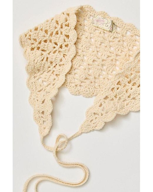Free People White Colbie Crochet Triangle Scarf
