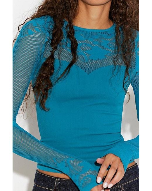 Intimately By Free People Blue Chasing Dreams Long Sleeve By