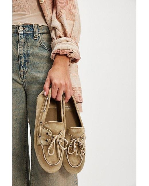 Jeffrey Campbell Blue Distressed Leather Boat Shoes