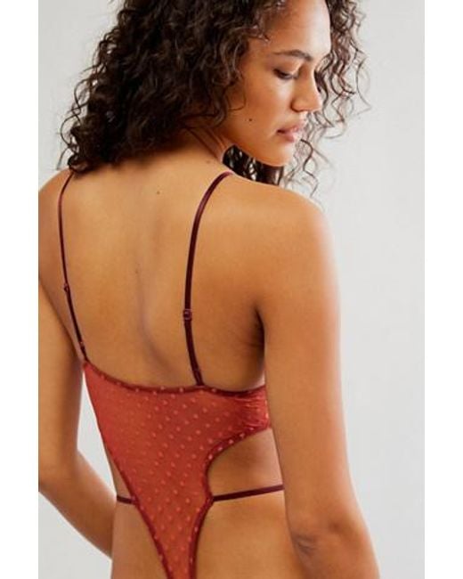 Free People Coucou Lola Minimal Bodysuit in Red