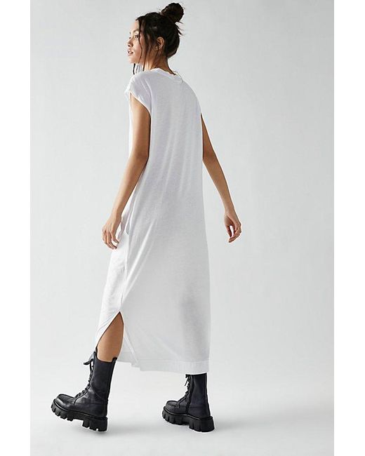 Free People White All Day Long Midi T-Shirt Dress