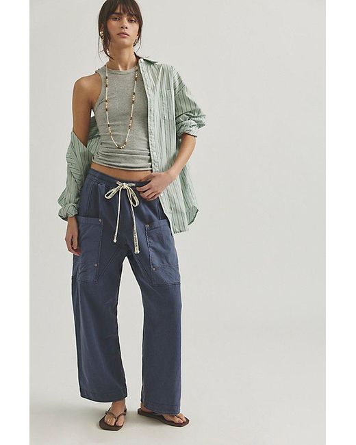 Free People Blue Jet Set Knit Pull-On Trousers