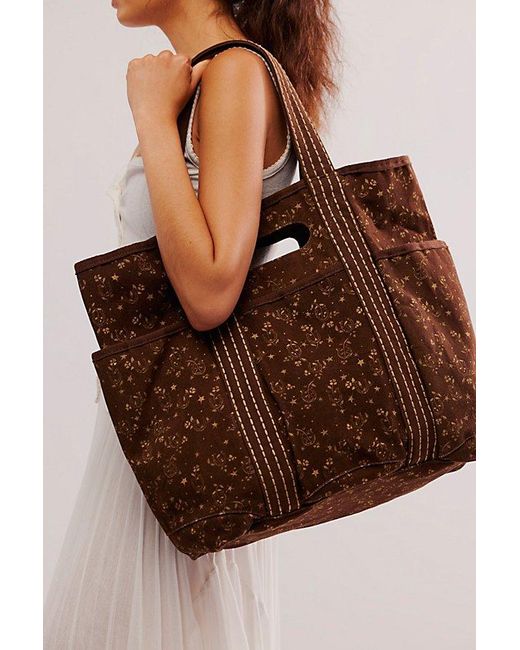 Free People Brown Printed Caravan Tote