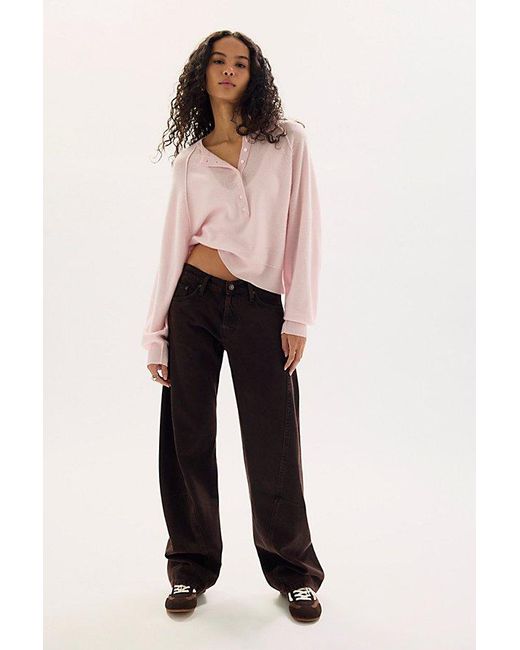 Free People Pink Porta Cashmere Henley Sweater
