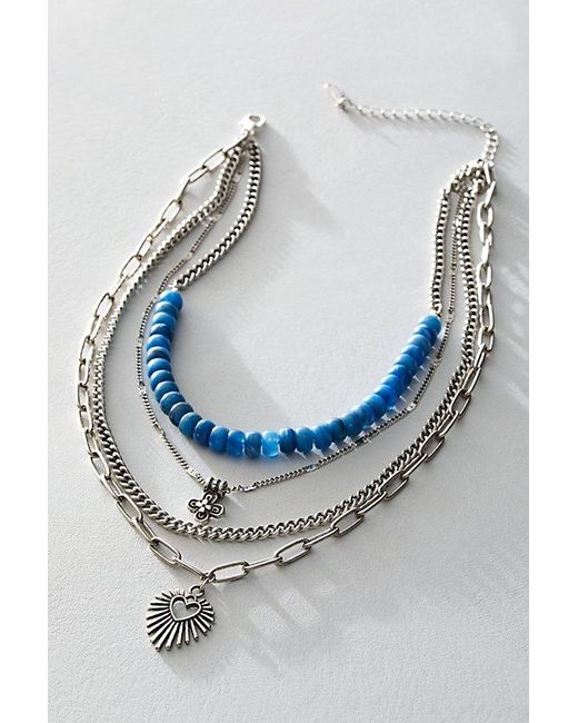 Free People Black Yosemite Layered Necklace At In Sapphire Blue