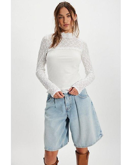 Free People Blue Miya Lace Top