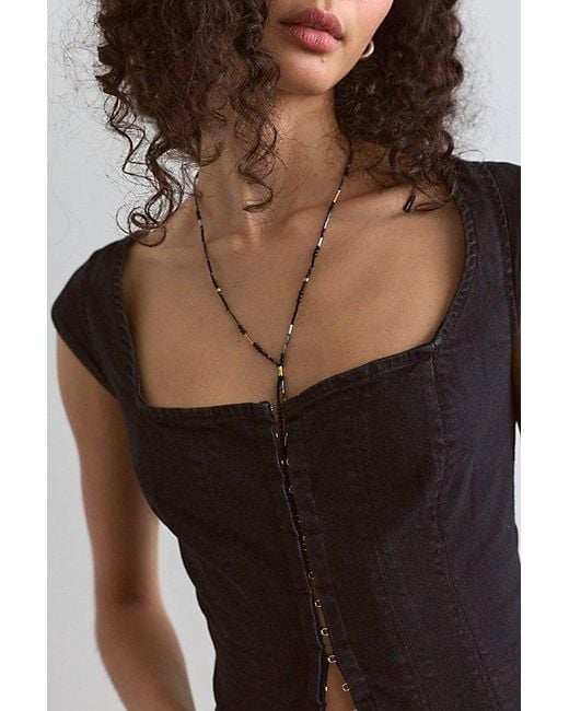 Free People Black Marilyn Denim Corset