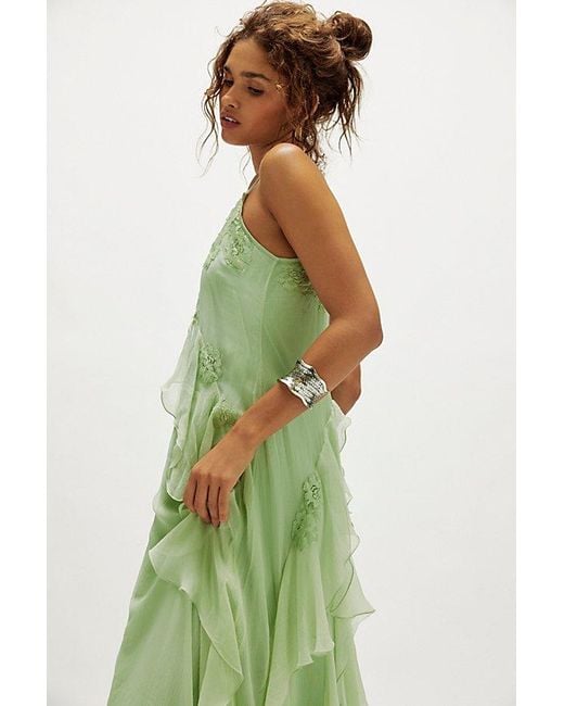 Nigel Preston Floating Angel Chiffon Maxi Dress in Green | Lyst