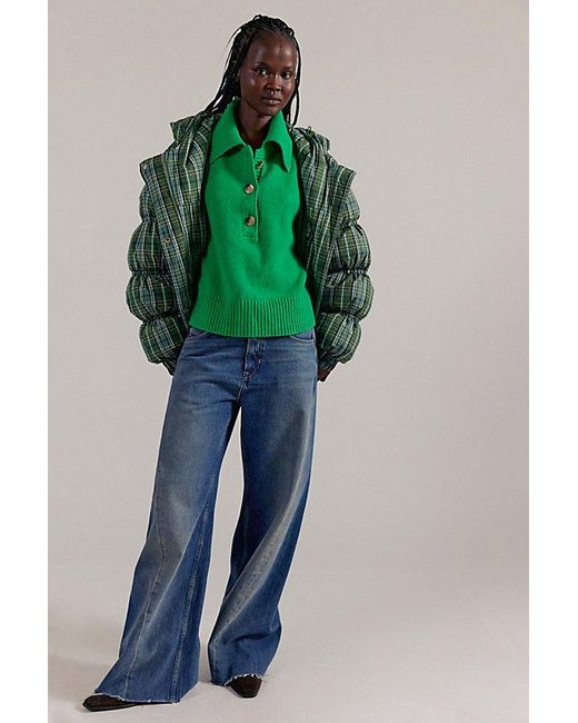 Free People Green Trading Up Polo