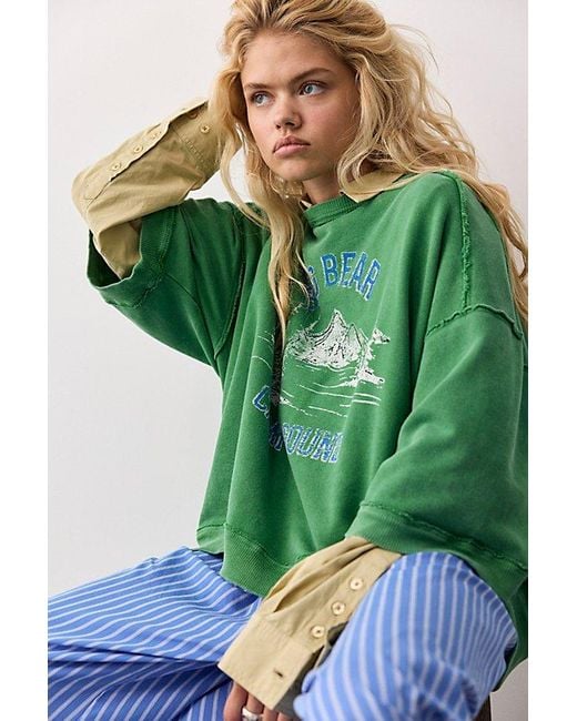 Free People Green Everything Printed Pullover
