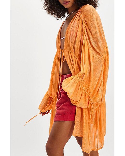 Free People Orange Juliet Duster Top