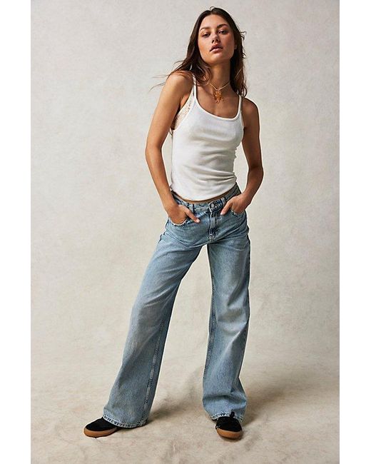Free People Tinsley Baggy High-rise Jeans At Free People In Free Bird Blue, Size: 29