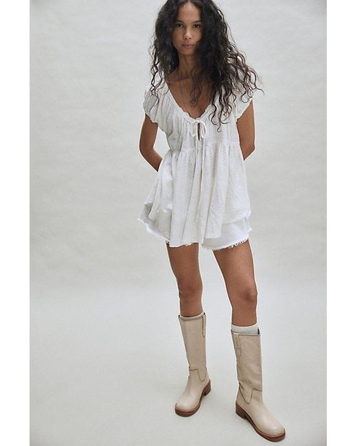 Free People Gray Bella Babydoll Top