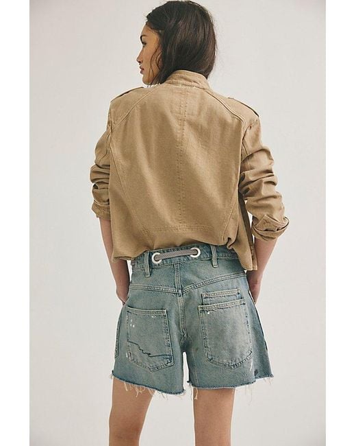 Free People Blue Moxie Barrel Shorts
