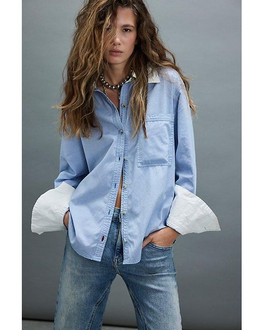 Free People Blue Tommy Oxford Shirt