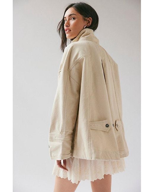 Free People Natural Collins Washed Canvas Funnel-Neck Jacket