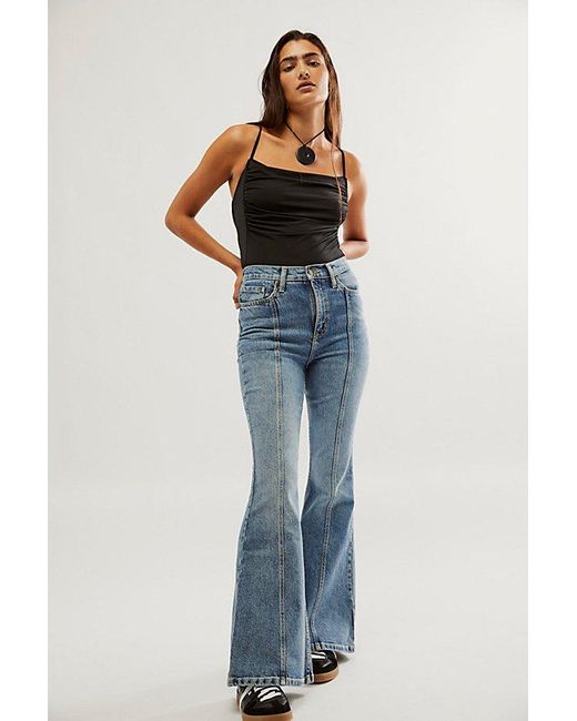 Lee Jeans Blue High-rise Pintuck Flare Jeans