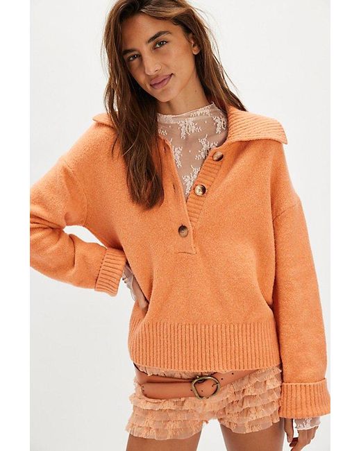 Free People Orange Trading Up Polo