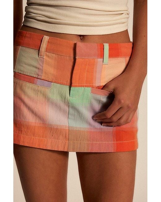 Free People Red We The Free Mille-Fleurs Madras Mini Skirt