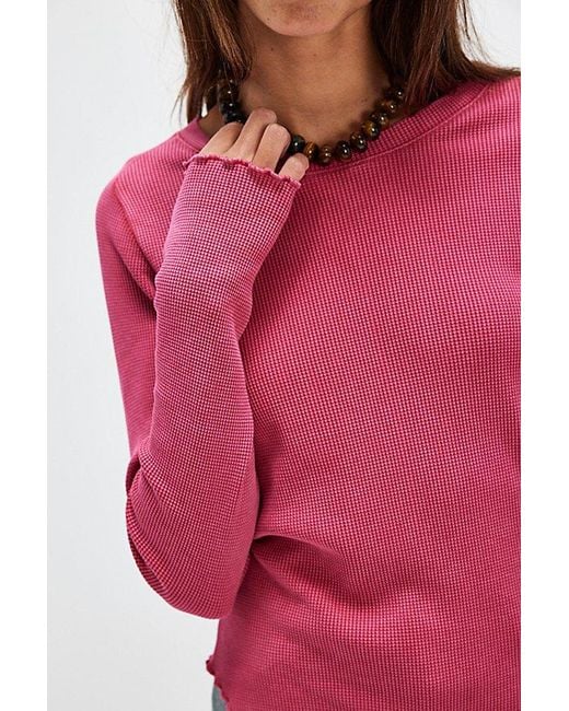 Free People Red Easy Does It Long Sleeve Tee