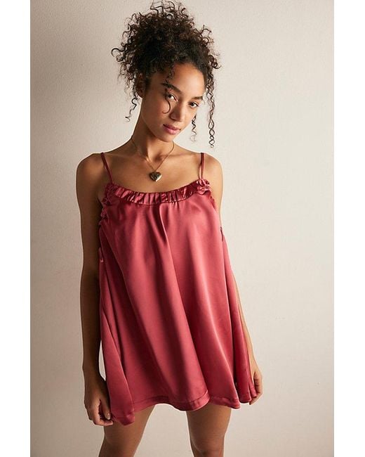 Intimately By Free People Red Sundown Mini Slip Dress By