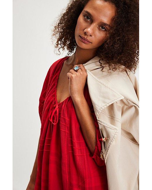 Free People Red Bop Around Romper