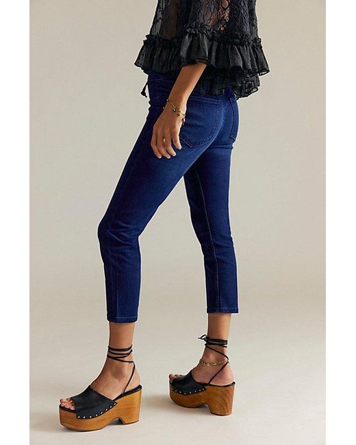 Free People Multicolor Knockout Mid-rise Crop Jeans At Free People In Dark And Stormy, Size: Xs