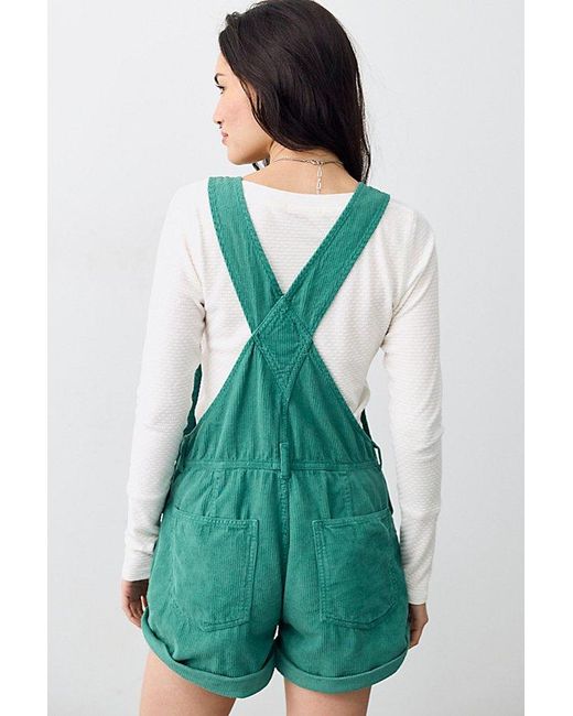 Free People Green Ziggy Cord Shortalls At Free People In Shady Glade, Size: Large