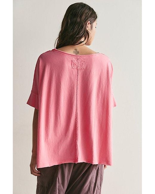 Free People Pink Rex Oversized Cotton Tee