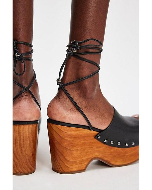 Free People Brown Front Row Wrap Clogs