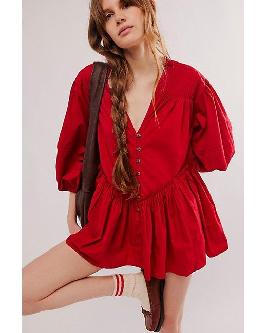 Free People Red Wrapped In Love Tunic