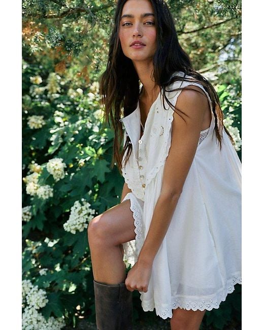 Free People Green Seabird Song Mini Dress