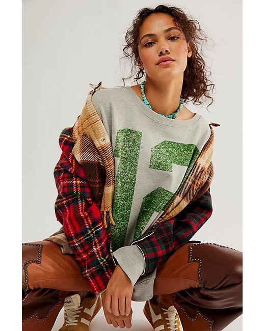 Free People Green Graphic Camden Pullover