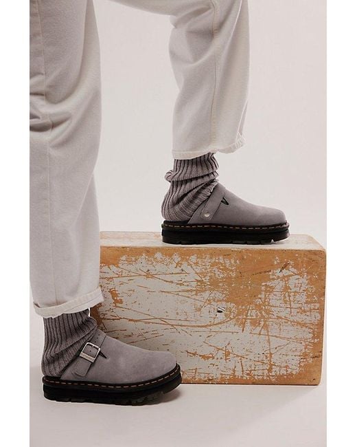 Grey suede mules sale