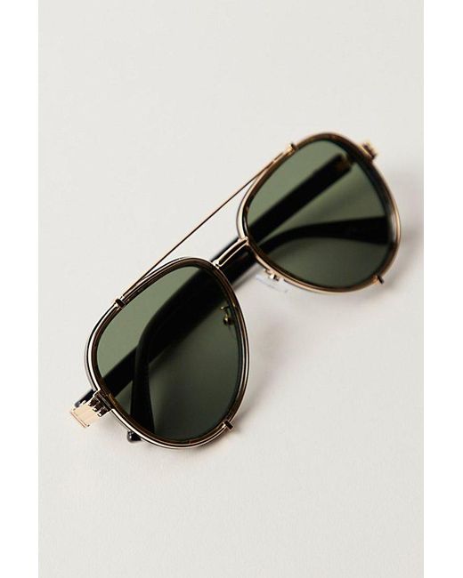 Free People Black Wesley Oversized Aviator Sunglasses