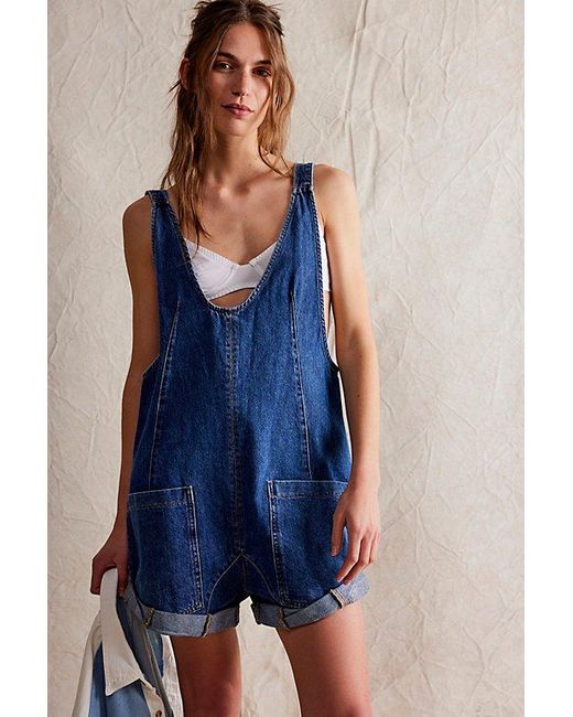 Free People Blue High Roller Shortall